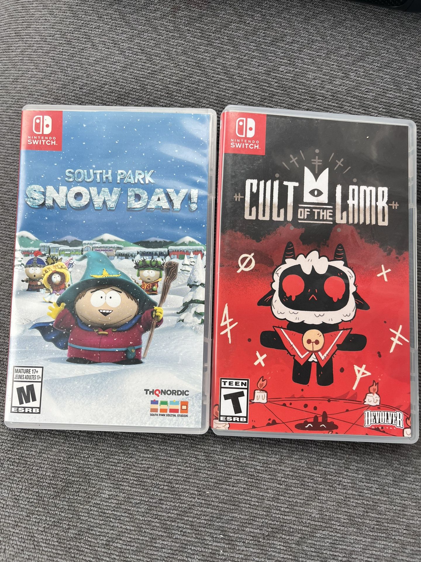 Nintendo Switch Games (South Park Snow Day + Cult Of The Lamb)
