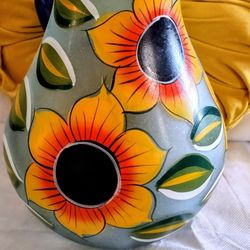Handcrafted Blown Frosted Glass Mexican Pitcher Vase