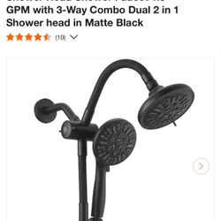 BWE Handheld Shower Heads 8-Spray Wall Mount Handheld Shower Head Shower Faucet 1.8 GPM with 3-Way Combo Dual 2 in 1 Shower head in Matte Black #99  R