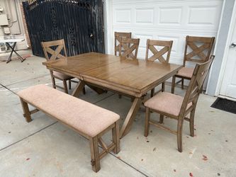 Farmhouse Dining set, twin bed , white desk,tall dresser