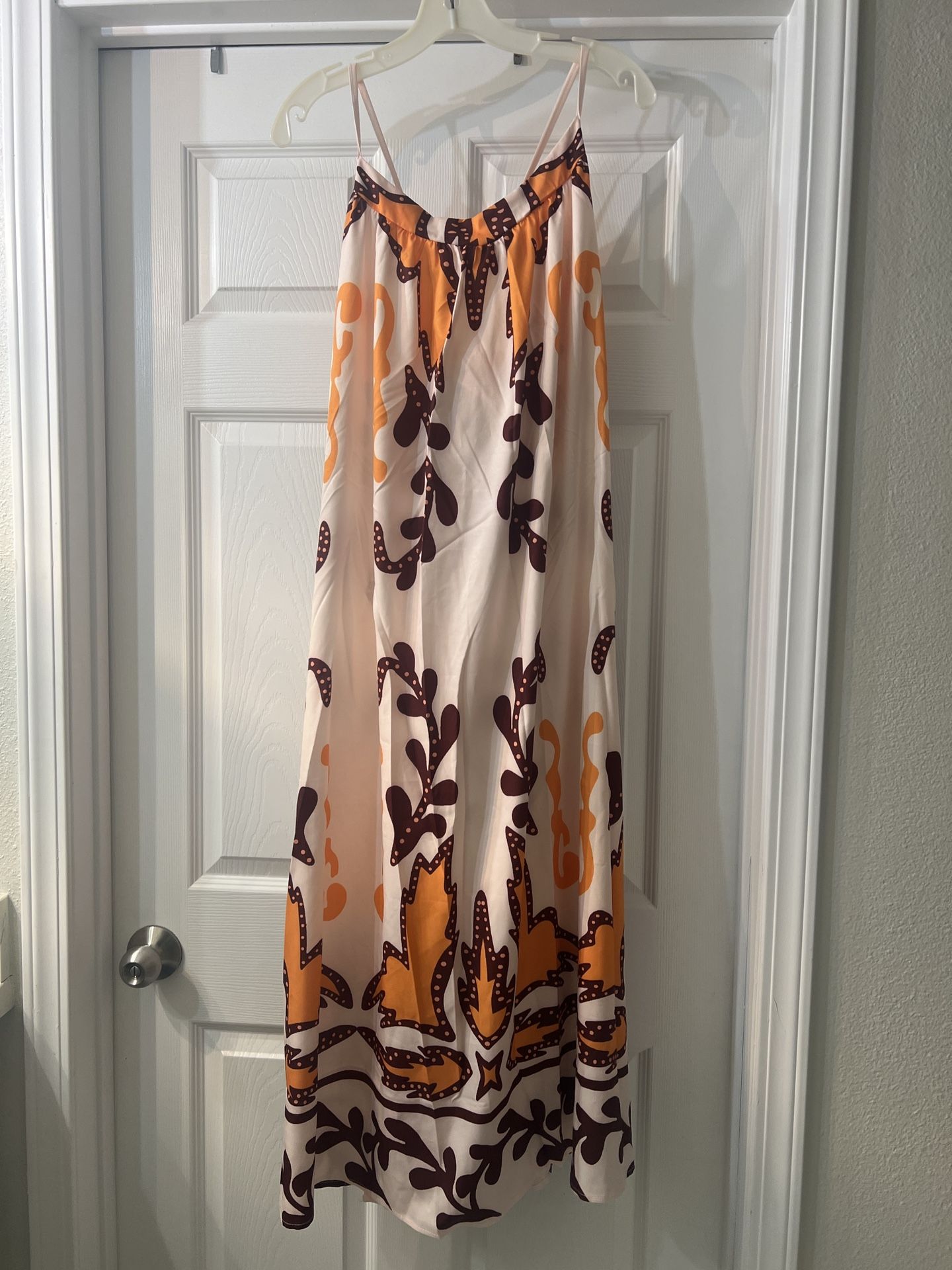 Never Worn Orange, White Sleeveless Sundress