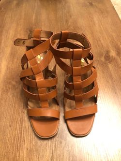 Brown heeled sandals