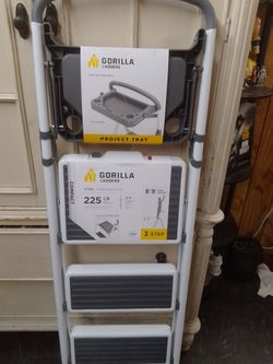 Gorilla Ladders 3-Step Compact Steel Step Stool featuring a 225-pound load capacity.