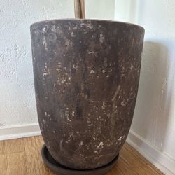 Vintage Ceramic Olive Pot with Saucer