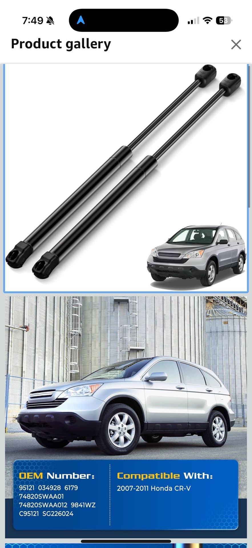 Trunk Struts for Honda CRV 2007-2011, 6179 Rear Hatch Struts Lift Support Compatible with 2007-2011 Honda CR-V Base/EX/EX-L/LX/SE, 2 Pcs