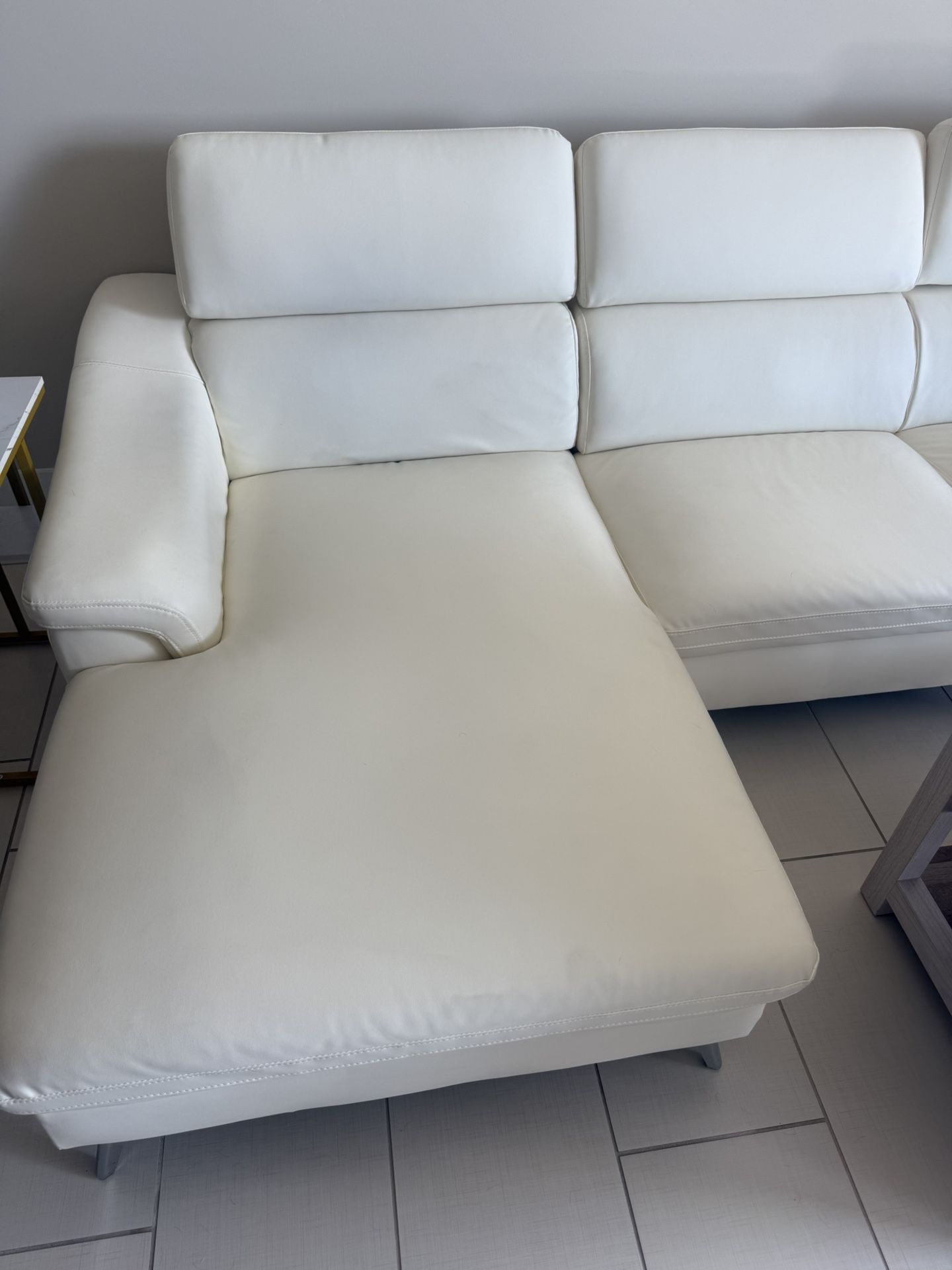 ****Leather White Couch Sectional****