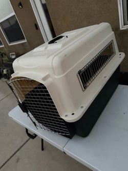 Petmate® Ultra Vari Plastic Travel Dog Kennel 28" for Small to Medium Pets 25-30 lbs, Taupe/Black