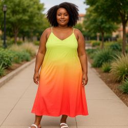 NEW Plus Size 2XL Ombre Maxi Dress - Neon Colors NWT