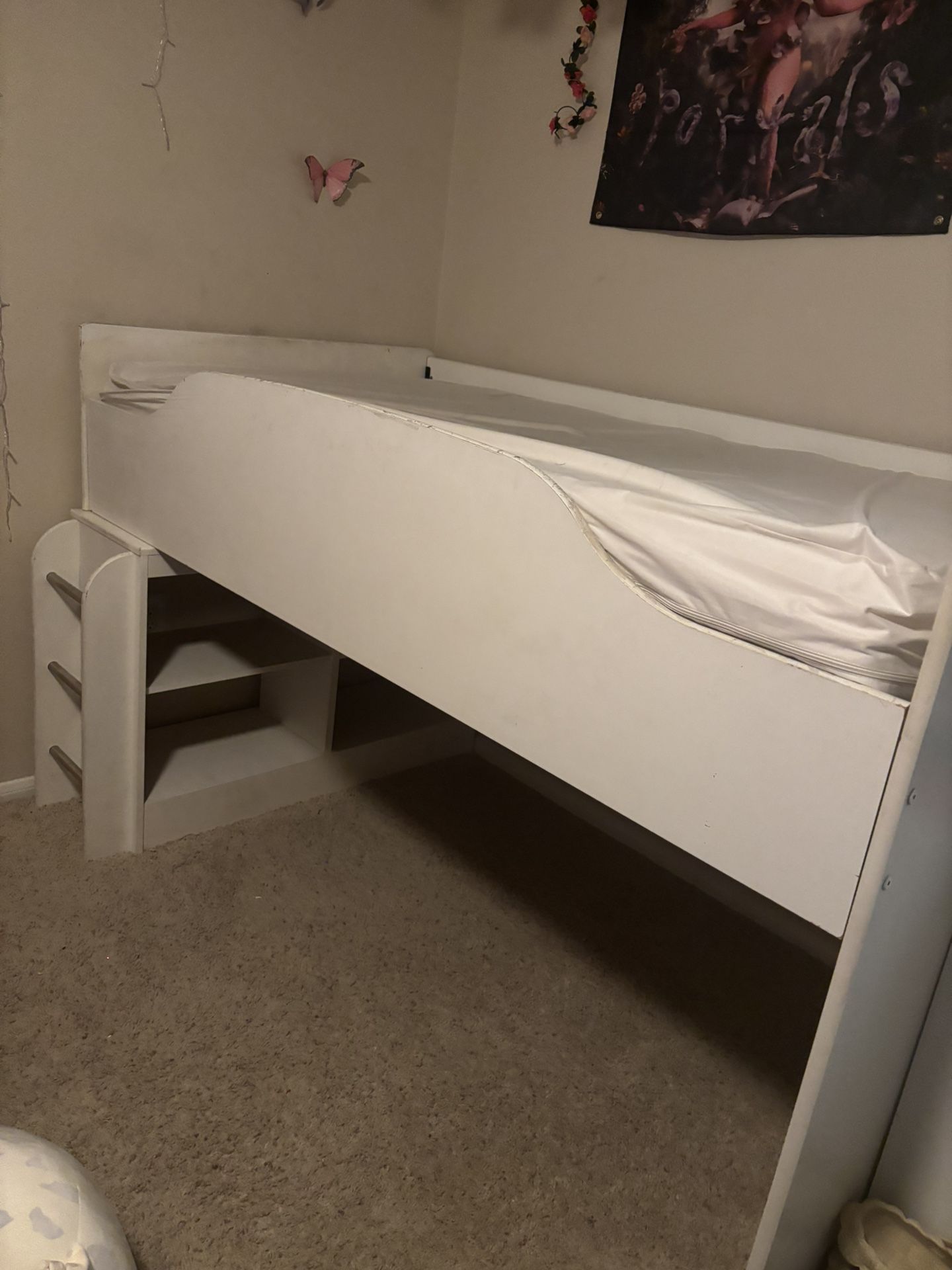 (2) White Twin Loft Beds **No Mattress**