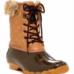 Arctic Plunge Faux Fur Tan and Brown Rain/Snow Boots Women’s Size 7