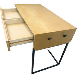 Crate & Barrel "Outline" Mid-Century Modern Style Desk – Blue & Natural Ash