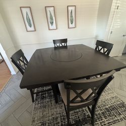 Counter Height Dining Table Set w/ Lazy Susan + 4 Chairs – Great Condition – $500 OBO 