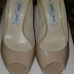 Gently Used jimmy Choo patent Nude 38