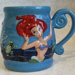 Disney Parks Little Mermaid Ariel Undersea Adventure 3D Ceramic Coffee Mug Rare