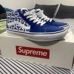 SUPREME®/VANS® MONOGRAM S LOGO SKATE GROSSO MID ROYAL BLUE SIZE 9.5