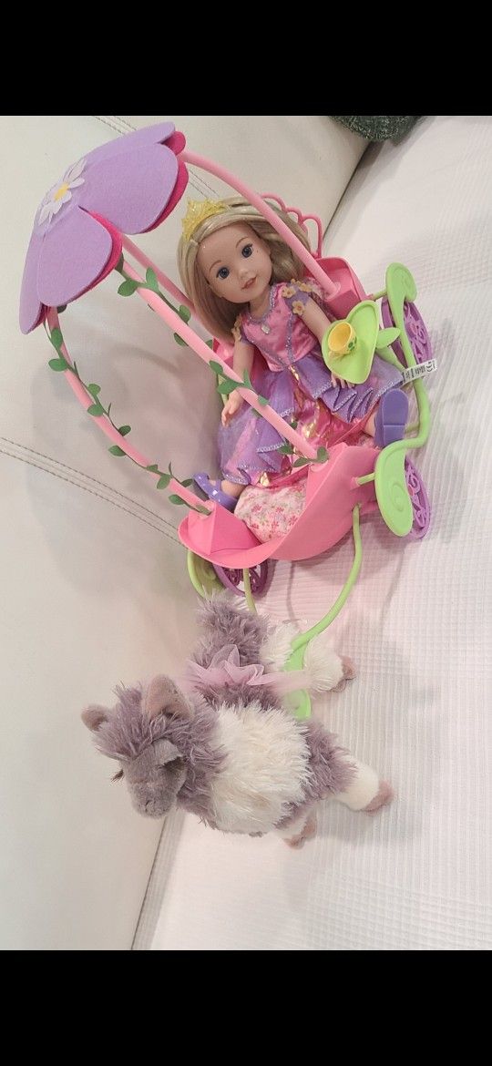American girl doll Wellie Wishers 14,5 inch, Carriage Playset 
