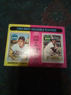 Vintage 1975 Topps baseball / Harmon Killebrew & Willie mccovey /1969-most valuable players /25 years of Topps baseball cards (1951-1975) card #207