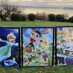3 Framed 2014 CLUB Nintendo Super Smash Bros Posters 22x28 Animal Crossing Mario