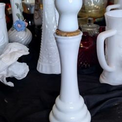 Vintage Milk Glass Vase With Decanter Stopper Randall #6