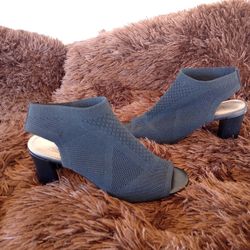 Impo | Women's Velancy Black Knit Block Heels Slingback Shoes Size 7.5