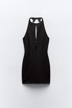 ZARA NWT BLACK JEWEL BOW CUT OUT HALTER Fitted mini DRESS M for Sale in  Staten Island, NY - OfferUp
