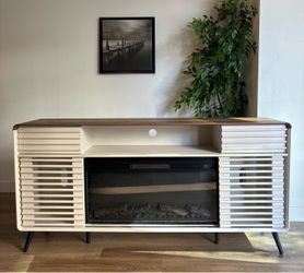70” Electric Fireplace TV Stand – White