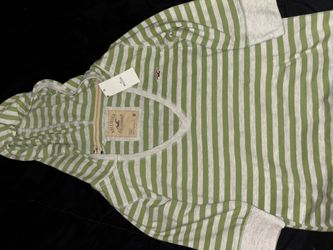 Hollister Green Stripe Women Medium Top