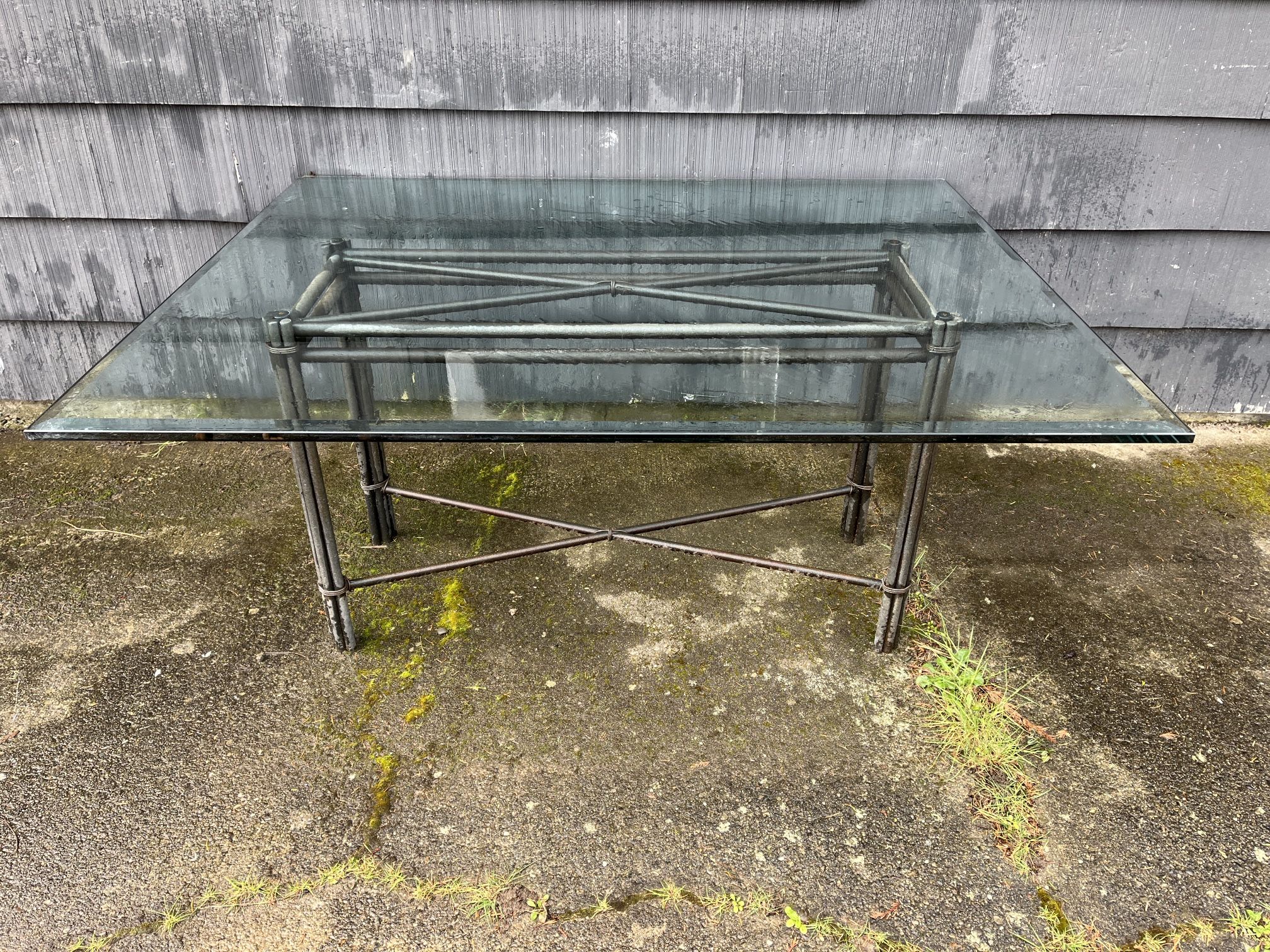 Outdoor Glass And Metal Table