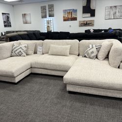 Beige XL Sectional Sofa Set - Free Delivery 