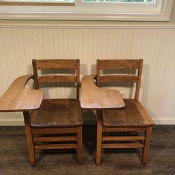 Antique 1940’s Abernathy Solid Wood Mission Style Desk And Chair