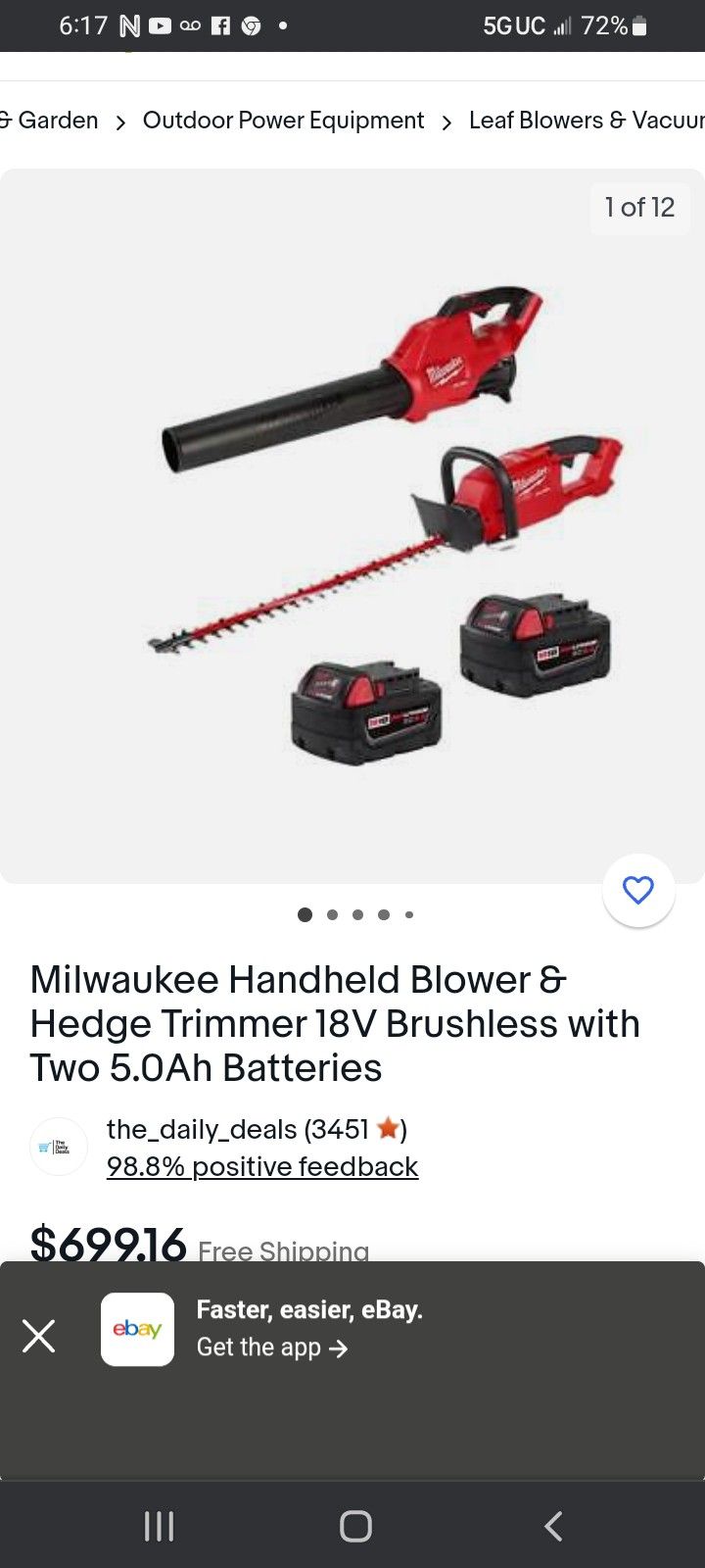 Milwaukee CORDLESS BLOWER & HEDFE TRIMMER BRAND NEW