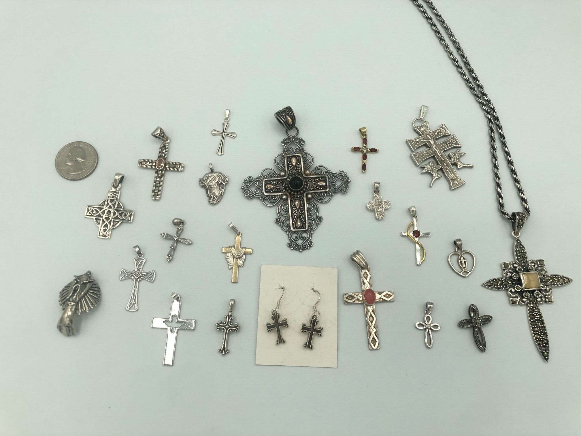 Sterling Silver Cross Pendants/Earrings/Necklace