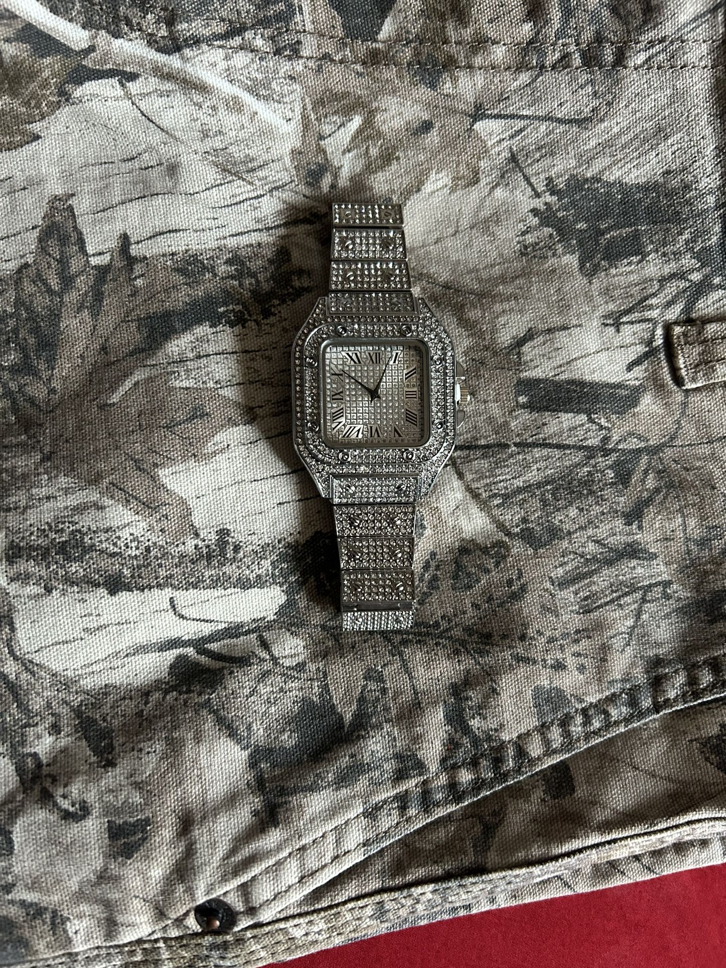 Silver Moissanite Watch Fully Functional.