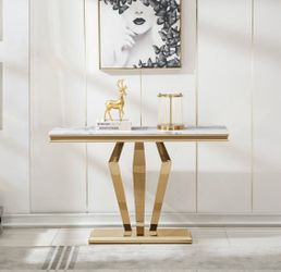 Gold Console with Marble Top
