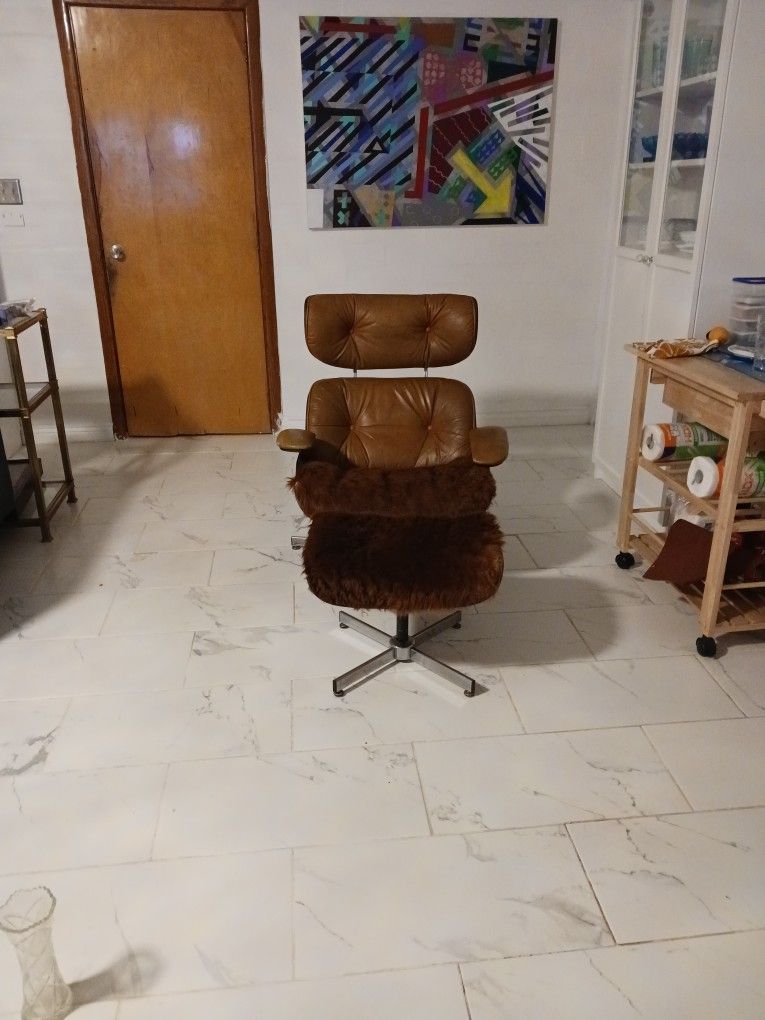 Vintage Eames Style Chair And Ottoman