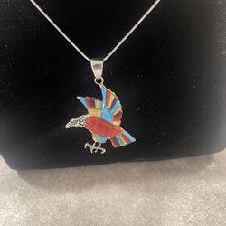 South West Hand Crafted Sterling Silver American Eagle Pendant w/22” Chain