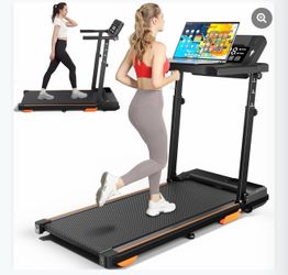 Walking Pad Treadmill with Desk Workstation & Incline & Handle Bar, Portable Under Desk Treadmill for Home Small Spaces Office, 300 lb Capacity, 2.5HP