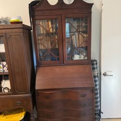 Antique Writing Table – Carved Wood, Late 1800s