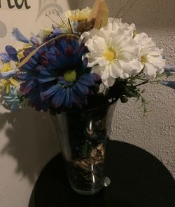 Clear vase with flower