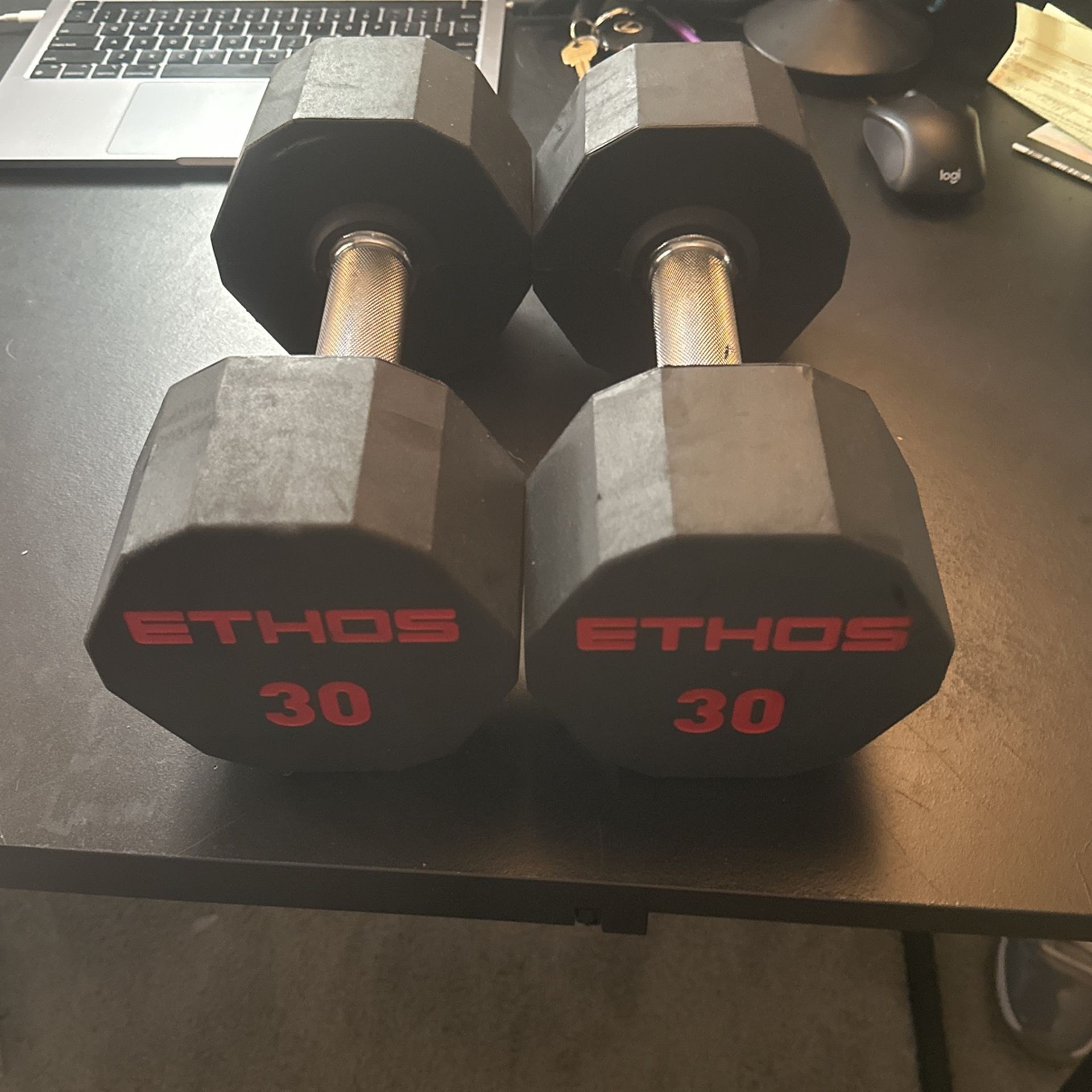 2 30lb Ethos Dumbells