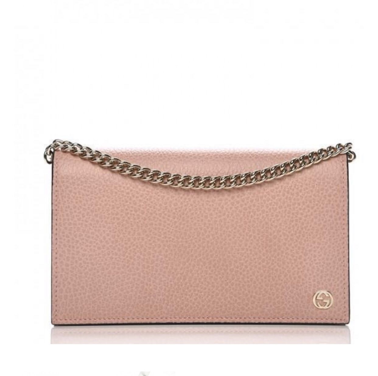 GUCCI 466506 Interlocking G Leather Crossbody Bag Wallet, Pink