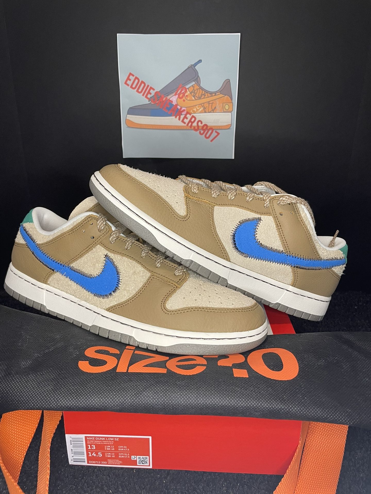 size? x Nike Dunk Low ‘Dark Driftwood’ Men’s Size 13
