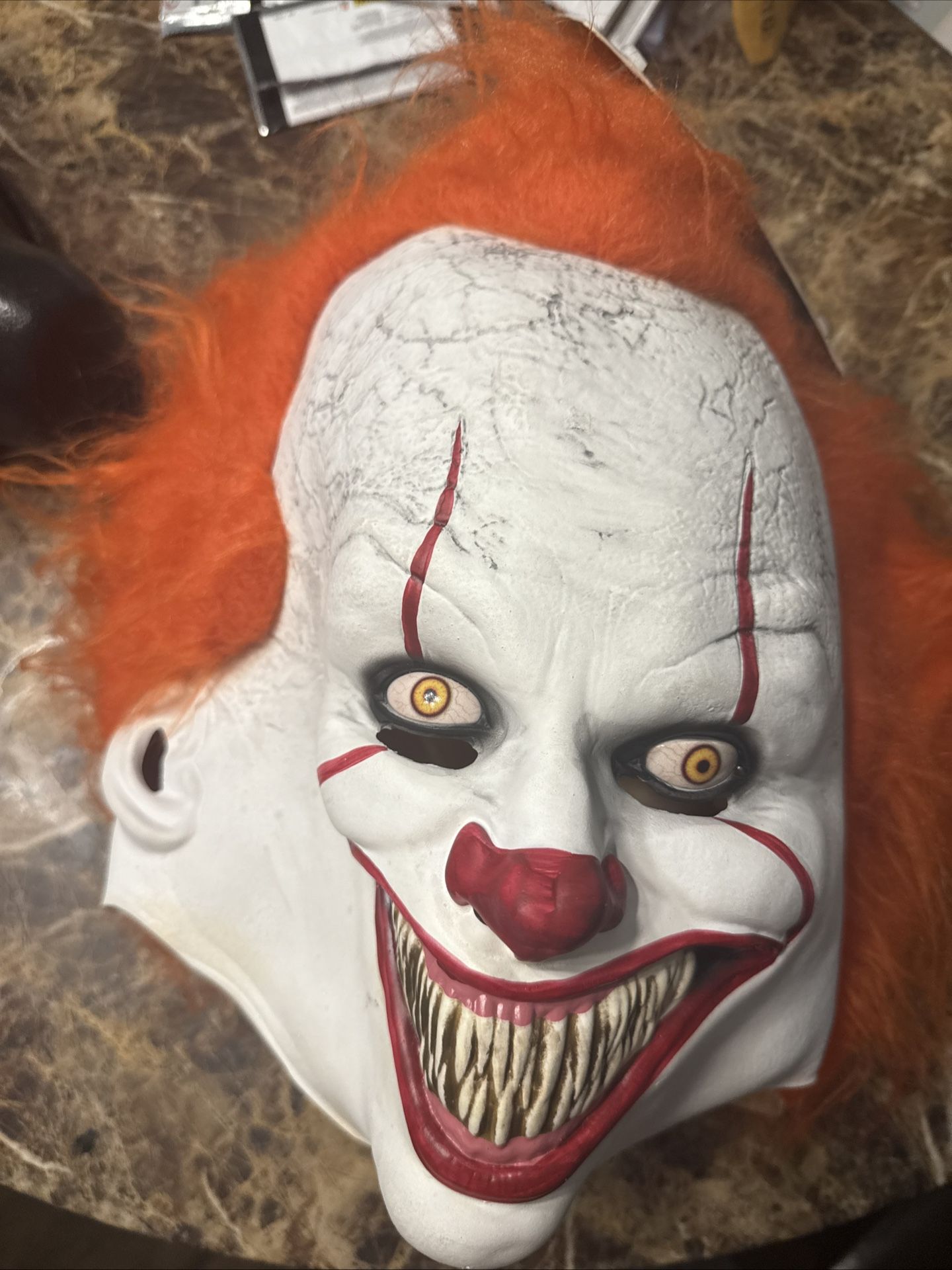 Pennywise Latex Mask for Halloween Red Hair Spirit