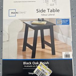 Brand New Main Stays Side Table Black Oak Finish 