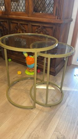 Gold Glass Nesting Tables – Set of 2