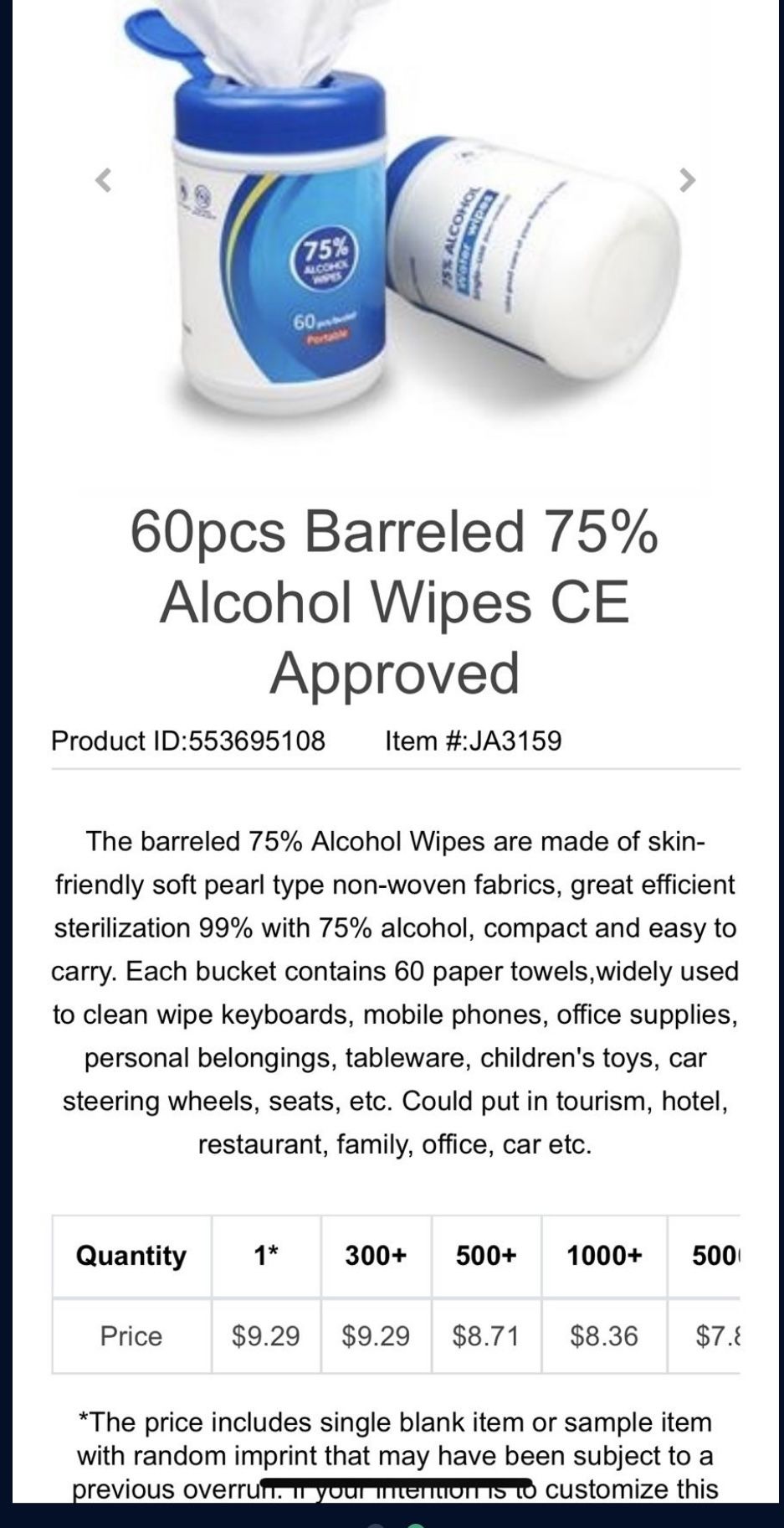 75% Alcohol Wipes 60 Count (see Description For Discount-10$ For 10)