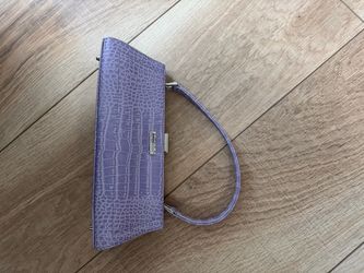 Purple Croc-Embossed Clutch Handbag