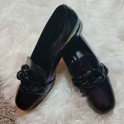 Diana Broussard Oversized Chain Patent Leather Loafer Sz 38 (7.5)