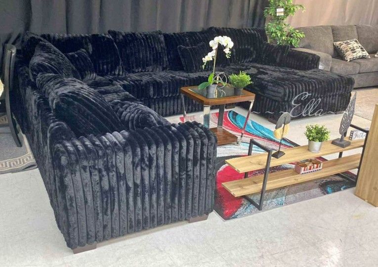 Midnight Madness Onyx 4 Piece Right Arm Facing Sectional With ChaiseAshley Furniture$10 Down Payment And Financing Available