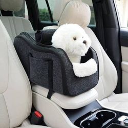 new Foldable Dog Booster Seat, Dual-Purpose Dog Car Seats for Small Dogs, Breathable Mesh Car Dog Bed, Console Dog Car Seat with Adjustable Strap Stor